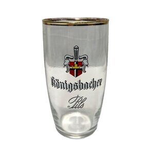 Konigsbacher Pils Pilsner German Beer Glass 4.5" Gold Rim 0.2L Rastal Germany